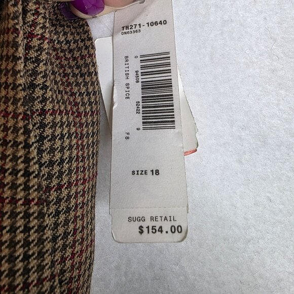 Pendleton 90s 18 Wool Trousers Tailored Wide Leg Plaid Pleated High Rise Vintage - Picture 7 of 10